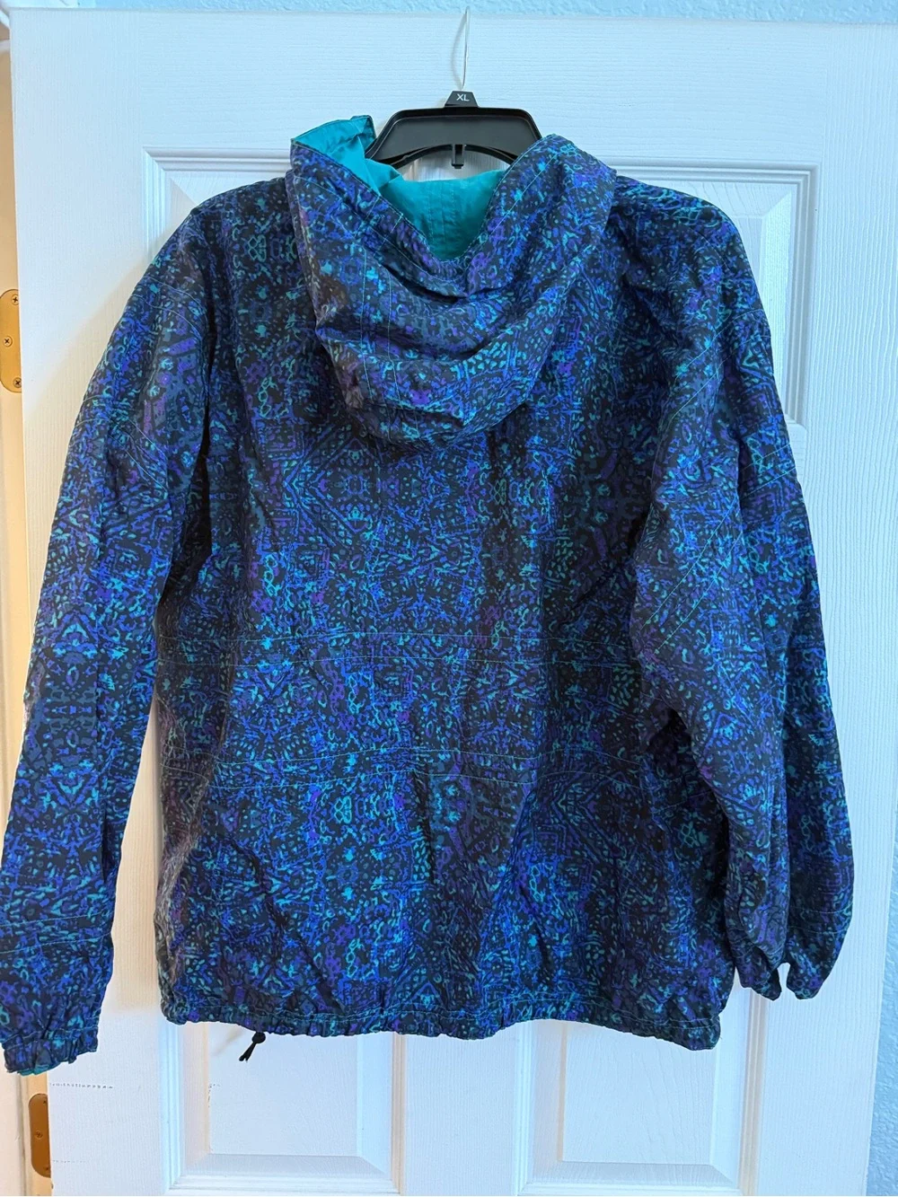 Vintage 90s Nike Half Zip Hooded Windbreaker Anorak Jacket Blue Teal Purple L